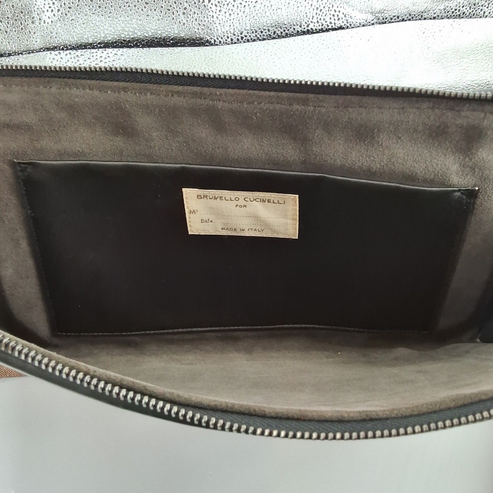 Brunello‎ Cucinelli Brown Woven Leather Document Portfolio Clutch Wristlet Bag - Picture 4 of 6